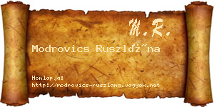 Modrovics Ruszlána névjegykártya